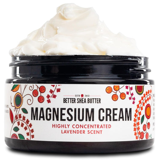 Better Shea Butter Magnesium Cream | Lavender | Relieves Leg Cramps and Muscle Tension | Night Lotion for Pregnancy, Kids and Baby | Handcrafted with Organic Ingredients