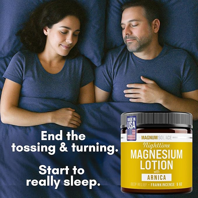 Nighttime Magnesium Lotion with Arnica – Soothing Relief & Relaxation, Highly Concentrated Magnesium for Muscles & Joints – Apply to Legs or Feet Before Bed – Skin-Friendly