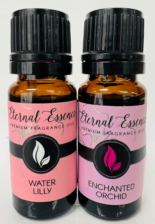 Eternal Essence Oils 2 Pack 10ml Premium Fragrance Oil - Enchanted Orchid & Water Lily - for Candle, Soap Making, Aromatherapy, Diffusers, Home Care, & Humidifiers