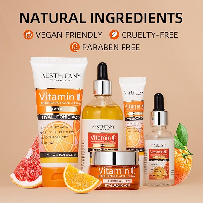 Vitamin C Skin Care Set Moisturizing Hyaluronic Acid Skin Care Kit 5PCS For Women Beauty Set Gift Set