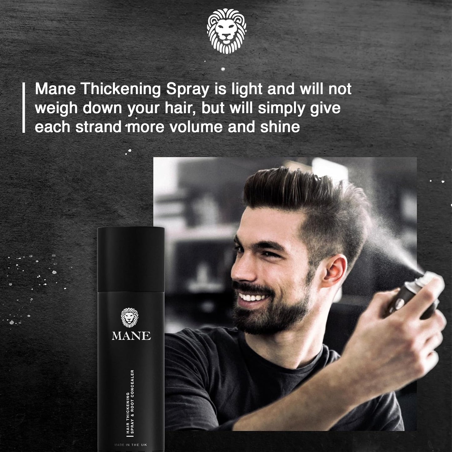 Mane Hair Thickening Spray & Root Touch Up, Seal & Control Combo Pack, Instantly Thicker Hair for Men & Women, Fill in Hairlines and Hide Thinning and Fine Patches - Black, 12 Colors (6.76 oz)