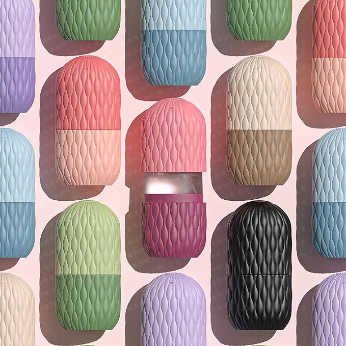 Ice Roller for Face, Ice Cube Facial Roller Massager, Reusable Silicone Face/Neck Ice Mold for Naturally Skin Care, De-Puff Eye Bags, Reduce Migraine Pain