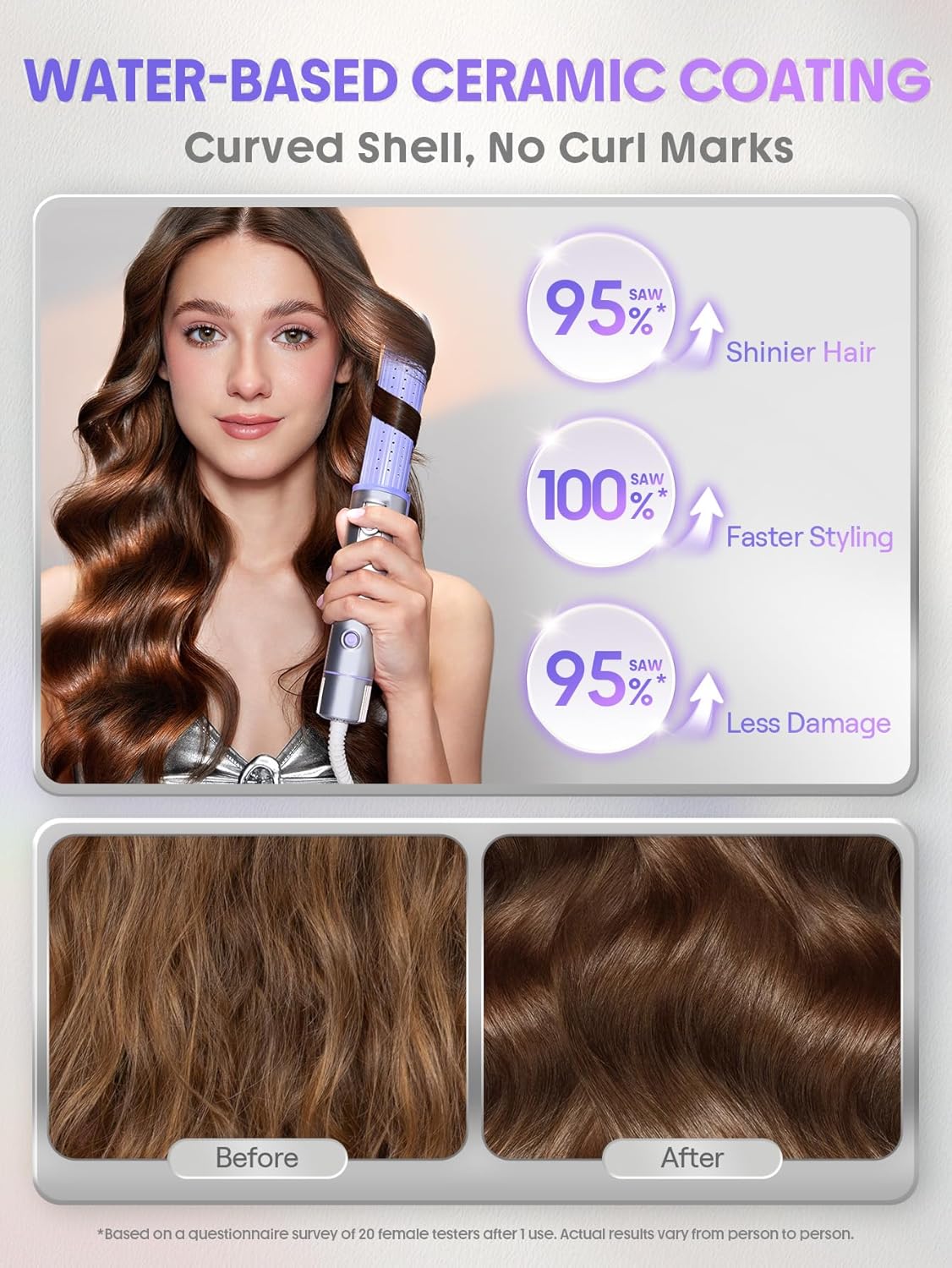 SHEGLAM Hair Cool Lock Airflow Styler, 360° Airflow Styler Curling Iron, Hair Curler with Cooling Air Vents to Lock in Style, 4 Adjustable Temp, Dual Voltage, Fast Straightening