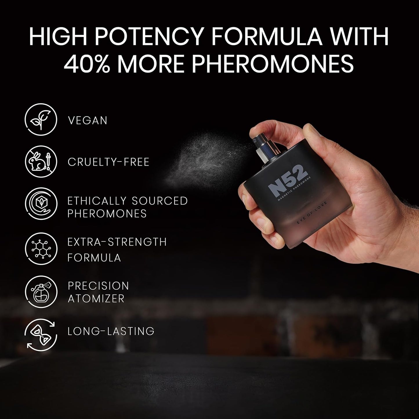 Eye of Love N52 Magnetic Pheromone Cologne for Men - Citrus Lavender Scent with Amber & Cedarwood - High Concentration Parfum Fragrances for Confidence & Presence - 50ml/1.6fl oz Pheromone Perfume