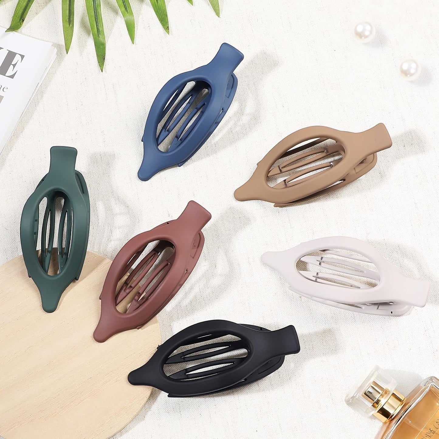 Flat Hair Clips for Women - 6 PCS French Flat Claw Clips Medium Hair Clips for Girls Large Hair Claw Clips for Thick or Thin Hair Strong Hold No Slip Hair Accessories for women (Dark Colorful)