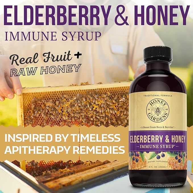 Honey Gardens Elderberry Syrup with Apitherapy 8 fl.