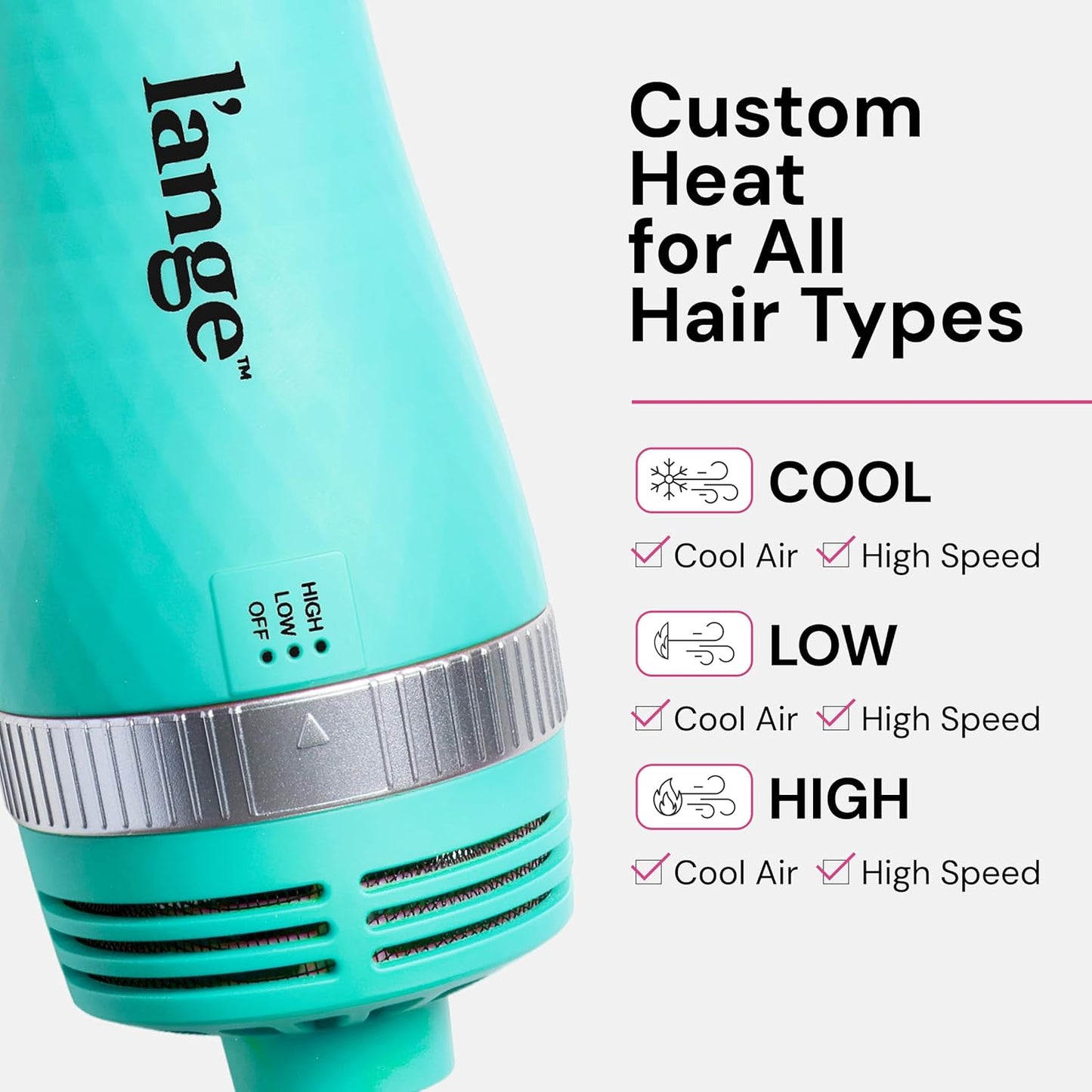 L'ANGE HAIR VolumeBoost 60mm 2-in-1 Ceramic Volumizing Brush Dryer | Fast Drying & Styling for Frizz-Free, Voluminous Blowouts | Ceramic-Coated Barrel (Blue)