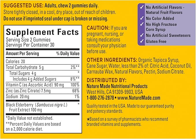 Nature Made Elderberry with Vitamin C 60 Elderberry 30 Day