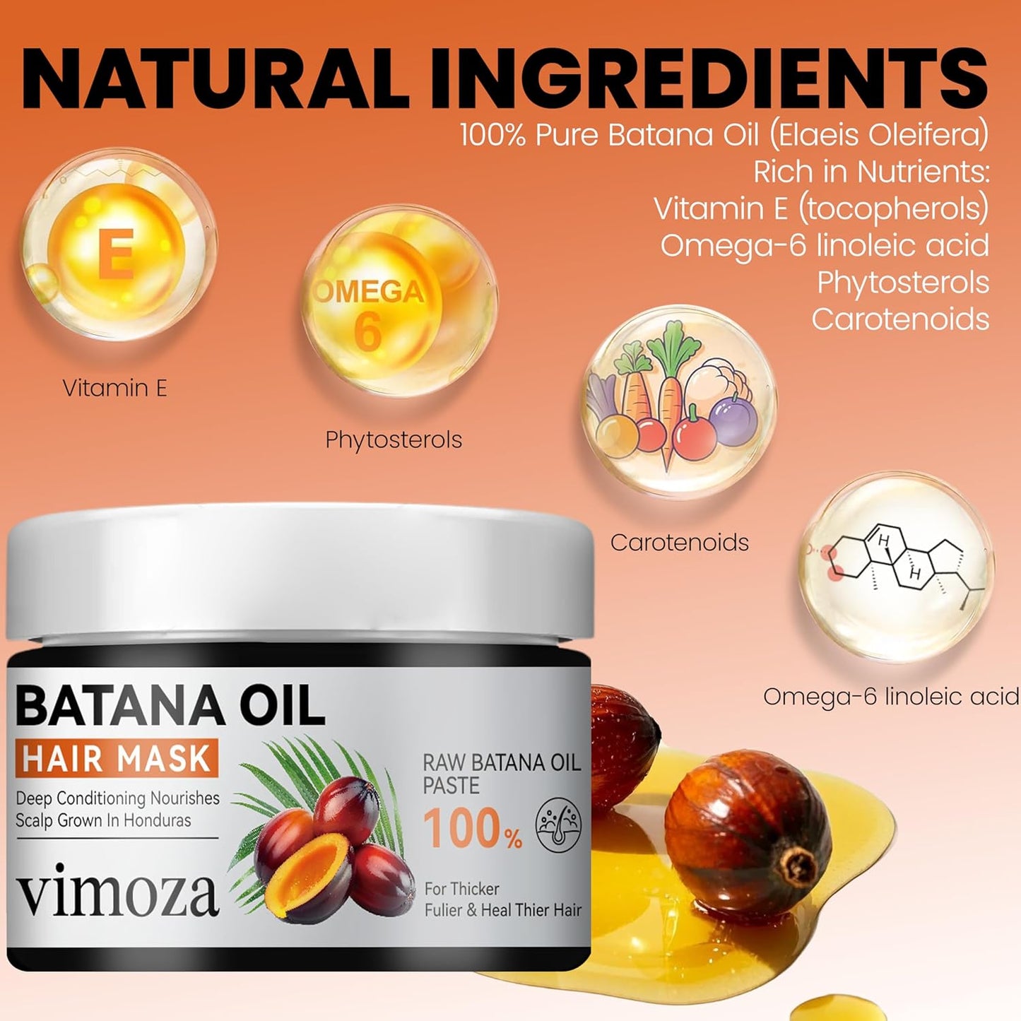 Batana Oil for Hair Growth, 100% Unrefined Natural Batana Oil Revitalized Hair Strength, Organic Raw Batana Conditioner For batana natural hair growth oilbatana oil organic for hair growth (1PACK)