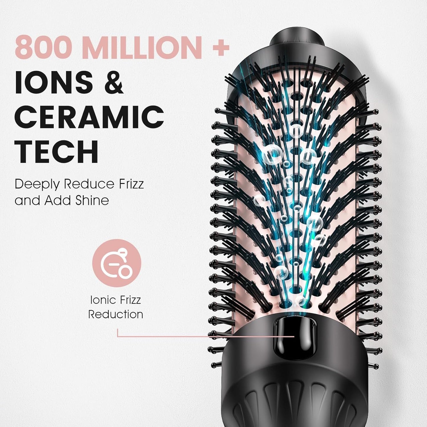 zavarea Thermal Brush, 1.5 Inch Heated Round Brush Stylers, 800M Negative Ions Ceramic for Less Frizz Damage, 4 Temperature Set, Dual Voltage for Travel, Easy Use Boosts Shine, Elegant Black