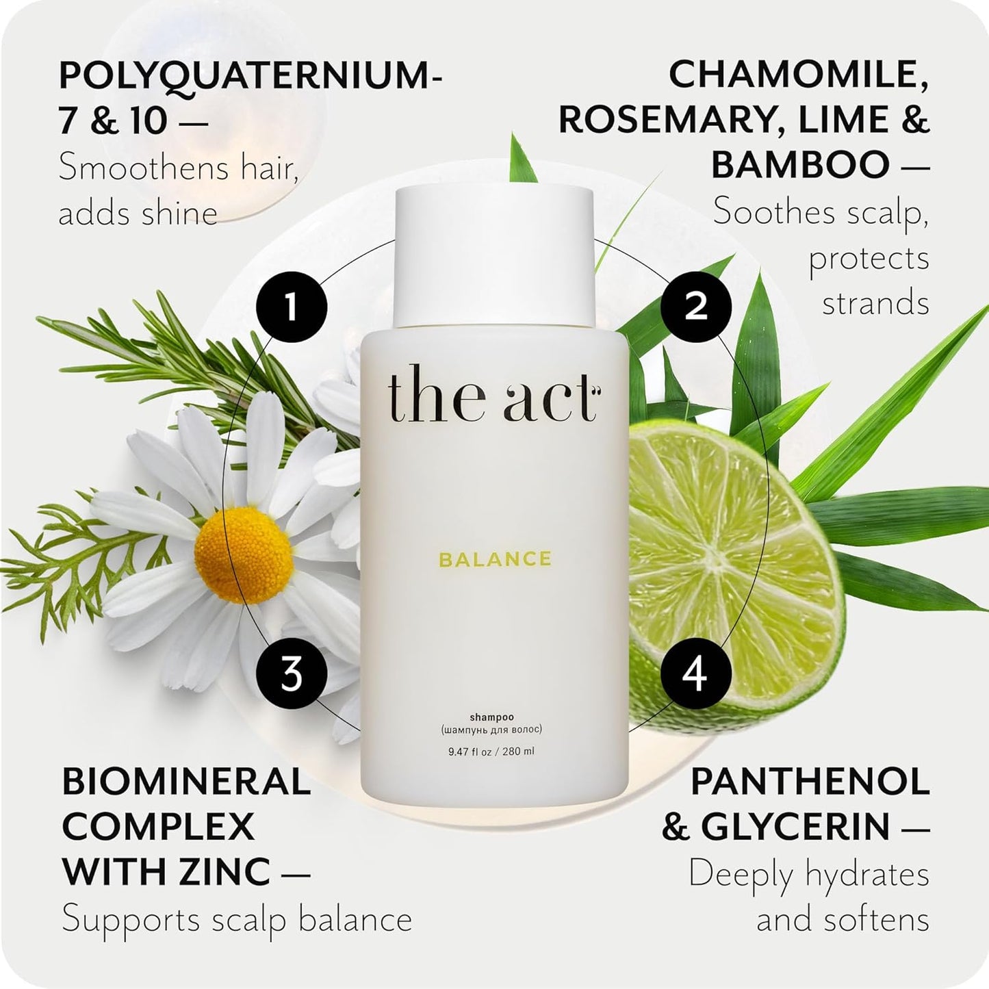 The Act Balance Shampoo for Oily Hair – Anti-Flake & Clarifying Scalp Shampoo – Sulfate-Free, Vegan, Hydrating, pH-Balanced – Moisturizing Clean Beauty – 9.47 Fl Oz