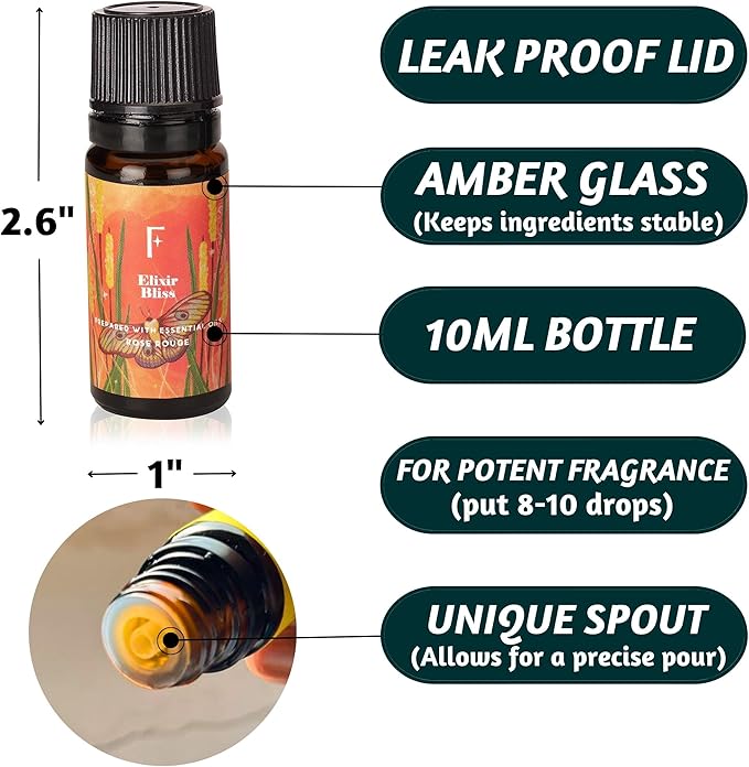 Folkulture Essential Oils for Diffuser Oil | Essential Oils Set of 3 Fragrance Oil Diffuser Oils | Diffuser Oils Scents for Home | Fragrance for Diffuser for Gifts for Mothers - Rose Rouge & Oud Bleu