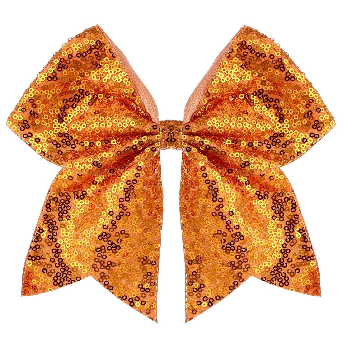 Large Glitter Cheer Bows Clips, Jumbo Big 7 Inch Cheerleading Sequin Hair Bow Hair Accessories for Teens Girls Football Sports Cheerleader Outfit Uniform (Bright Orange)