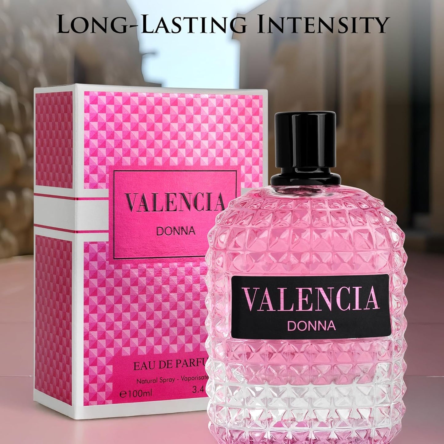 NovoGlow Valencia Donna for Women Eau De Parfum - Amber Floral Jasmine, Bourbon Vanilla & Woods Oriental-Floral Fragrance with a Modern Twist Elegant 100ml Bottle Packed in Paper Box