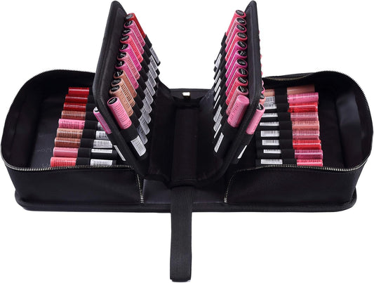 ROWNYEON Lipstick Organizer Case Lipstick Holder Portable Lipstick Bag Travel Makeup Bag Cosmetic Case Large Capacity Lipstick Carrying Case Makeup Artist Lip Gloss Storage Bag