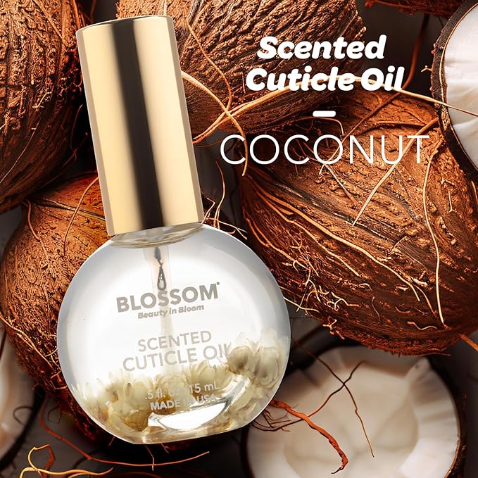 Blossom Cuticle Oil for Nails, Hydrating, Moisturizing, Scented Nail Oil Cuticle Care, Infused with Real Flowers, Made in USA, 0.5 fl. oz, Amazon Exclusive, Coconut