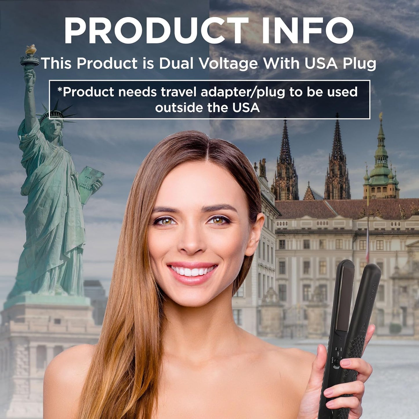 Herstyler Superstyler Onyx Ceramic Flat Iron - Ceramic Hair Straightener with Adjustable Temperature - Travel-Friendly Dual Voltage Flat Iron