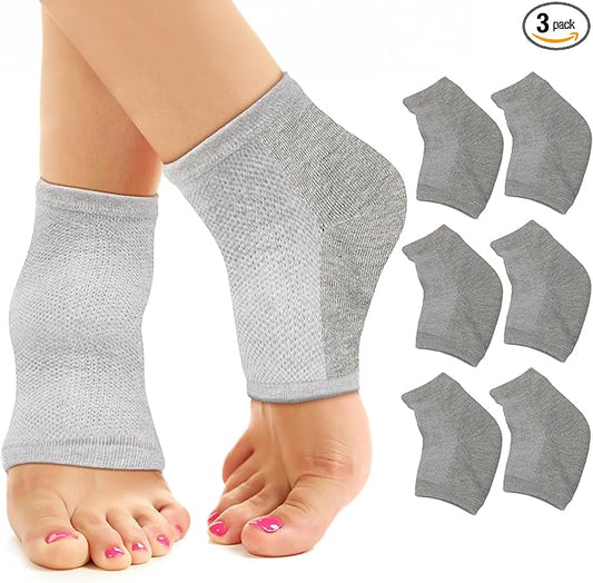 Moisturizing Socks for Women & Men | Aloe Vera Cracked Heel Treatment | Foot Callus Remover | Aloe Socks for Cracked Heels & Dry Feet | Lotion Infused Gel Heel Sleeves (Fits Most)
