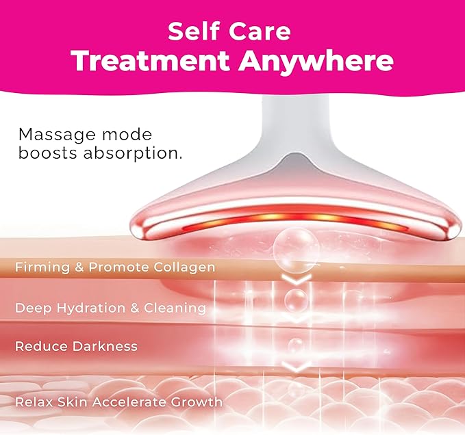 Red Light Therapy for Face Lift - Neck Facial Massager Beauty Device, Luminesce 7-in-1 LED Facial Sculptor, Lymphatic Drainage Massager, Double Chin Reducer, True Beauty Glow, Gua Sha Tools - White