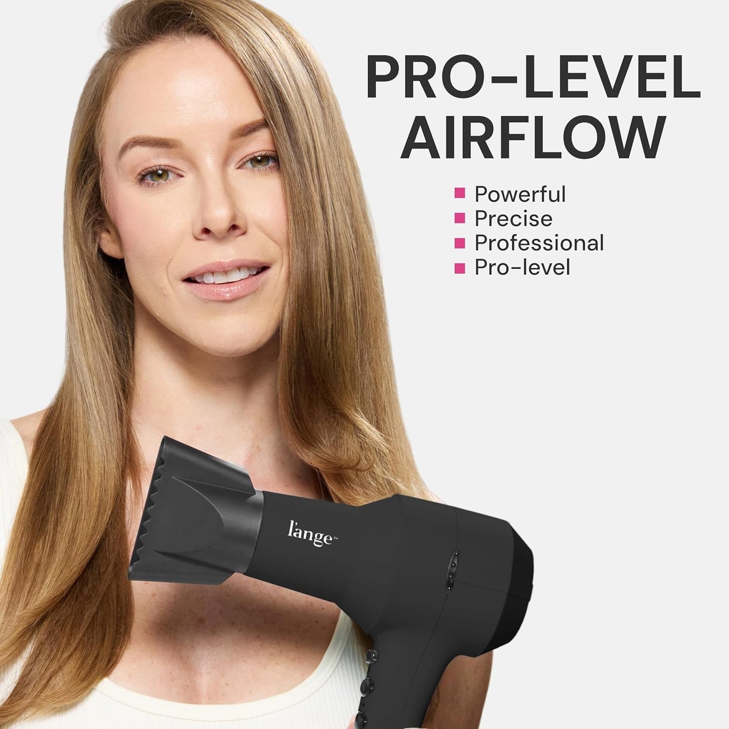 L'ANGE HAIR PowerStyle Ionic Turbo Hair Dryer | 1875W Fast Drying & Precision Styling for Long-Lasting, Frizz-Free Looks | Advanced Ionic Technology Smooths & Shines Hair (Black)