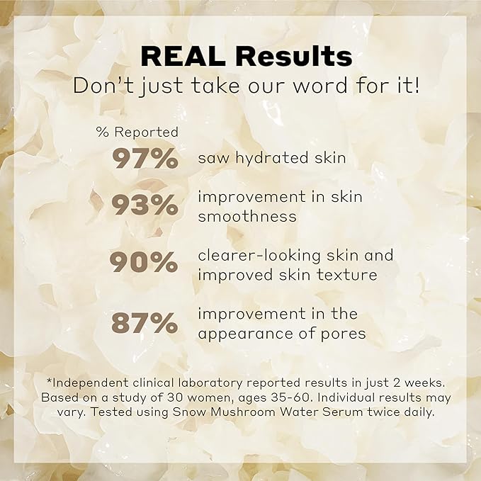 Volition Beauty Snow Mushroom Water Facial Serum - Hydrating Face Serum Improves Moisture Retention While Minimizing Look of Pores & Fine Lines (30ml / 1 fl oz)