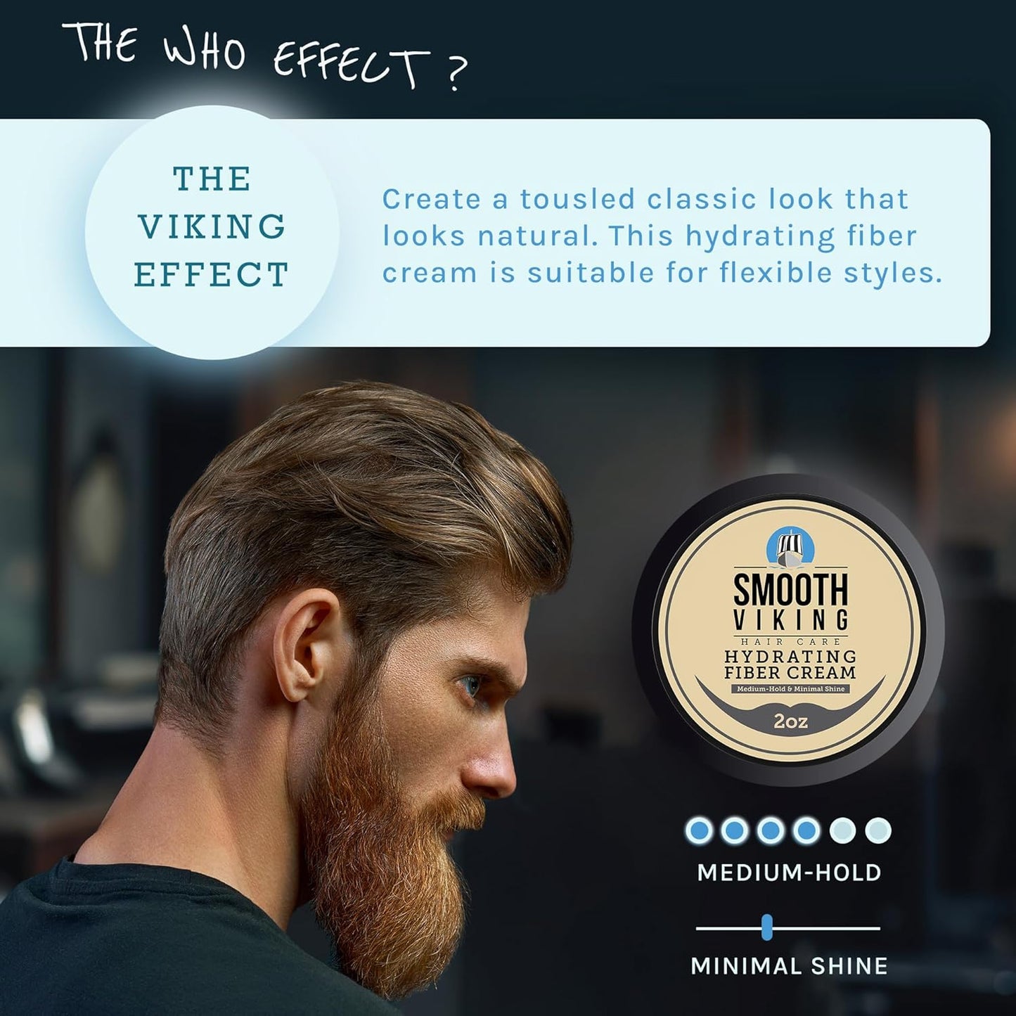 Smooth Viking Hydrating Fiber Cream for Men - Hair Cream for Men, Hair Gel for Men, Mens Hair Products, Mens Hair Paste, Styling Cream Men - Made in USA, 2oz