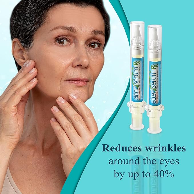 Elite Serum Rx - Anti Aging Under Eye Serum for Dark Circles and Puffiness with 7 Patented Peptides - Extra Strength Eye Lifting and Firming Serum for Wrinkle Repair and Eye Bags Treatment