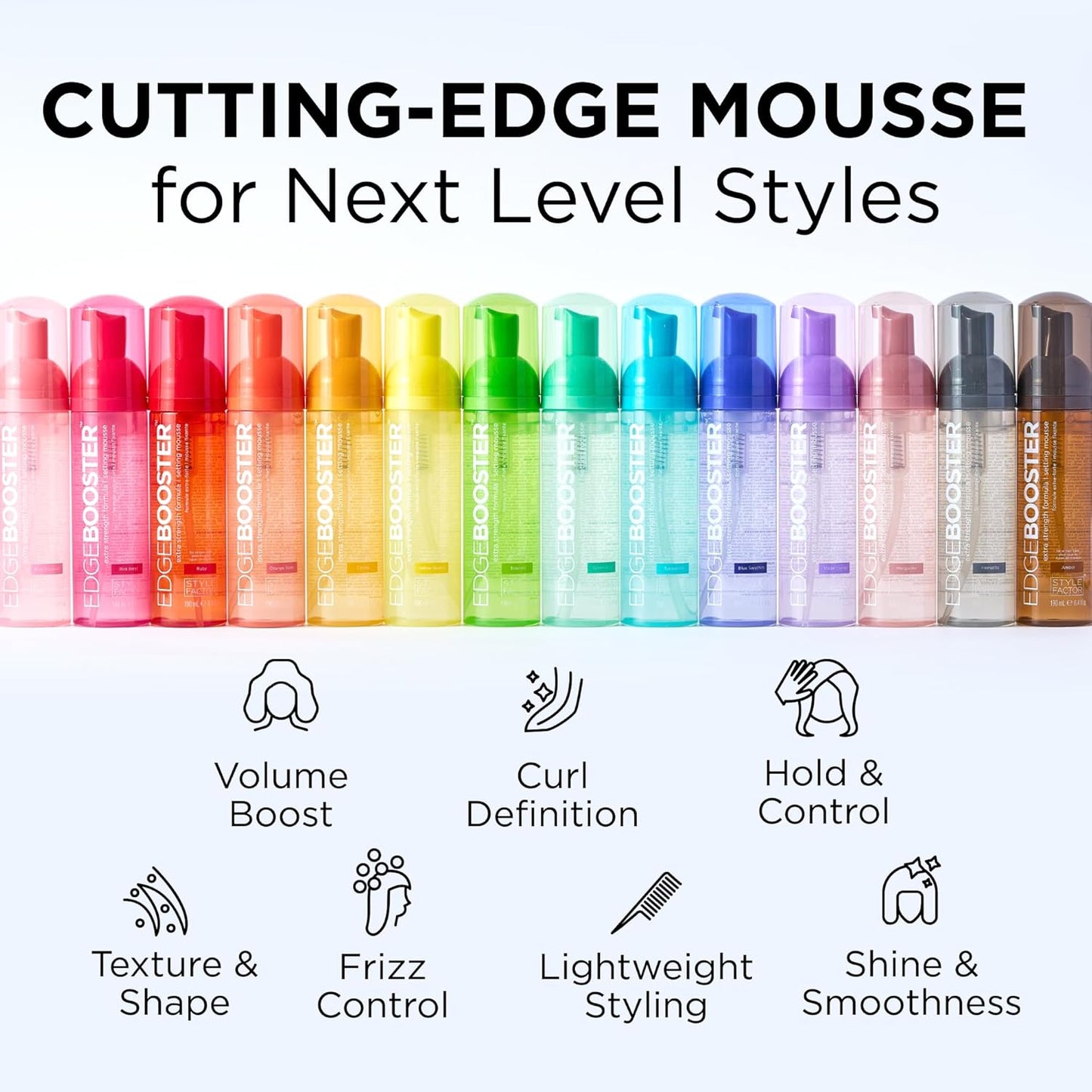 Style Factor EDGE BOOSTER Extra Strength Setting Mousse Travel Size – Frizz Control, Extra Volume, and Conditioning – 2.5oz Citrine Mousse for Curly Hair