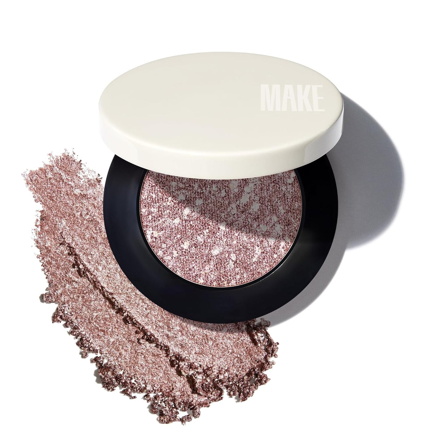 MAKE Beauty Multi-Chromatic Eye Shadow. Metal Reflecting Luminous Foil Finish Creamy, Buildable, Dimensional Long-wear, Crease-proof Powder Eyeshadow, Multichrome Shade - Gleam, Rose Gold
