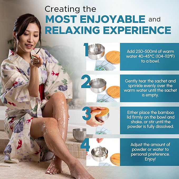 Premium Nuru Massage Gel Powder (Pack of 10) | 5g Travel Sachet Makes 500ml/ 16.9 fl oz | Made in Japan | Paraben & Glycerine Free