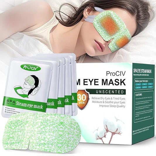 ProCIV 30 Packs Steam Eye Mask,Warm Compress for Dry Eyes Sleep Mask,Hot Auto Heated Eye Masks Relaxing Gifts for Women Moist Heat Soothing Eye Fatigue,Disposable Eye Mask for SPA Essentials