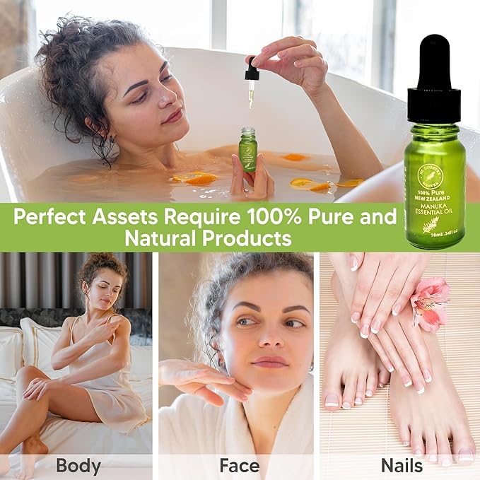 100% Pure New Zealand Manuka Oil | Organic Essential Oil | 35x Stronger Than Tea Tree | Natural Skin Care | Toenail Treatment | Diffuser | Aromatherapy | Nails | Hair | Skin | Lips
