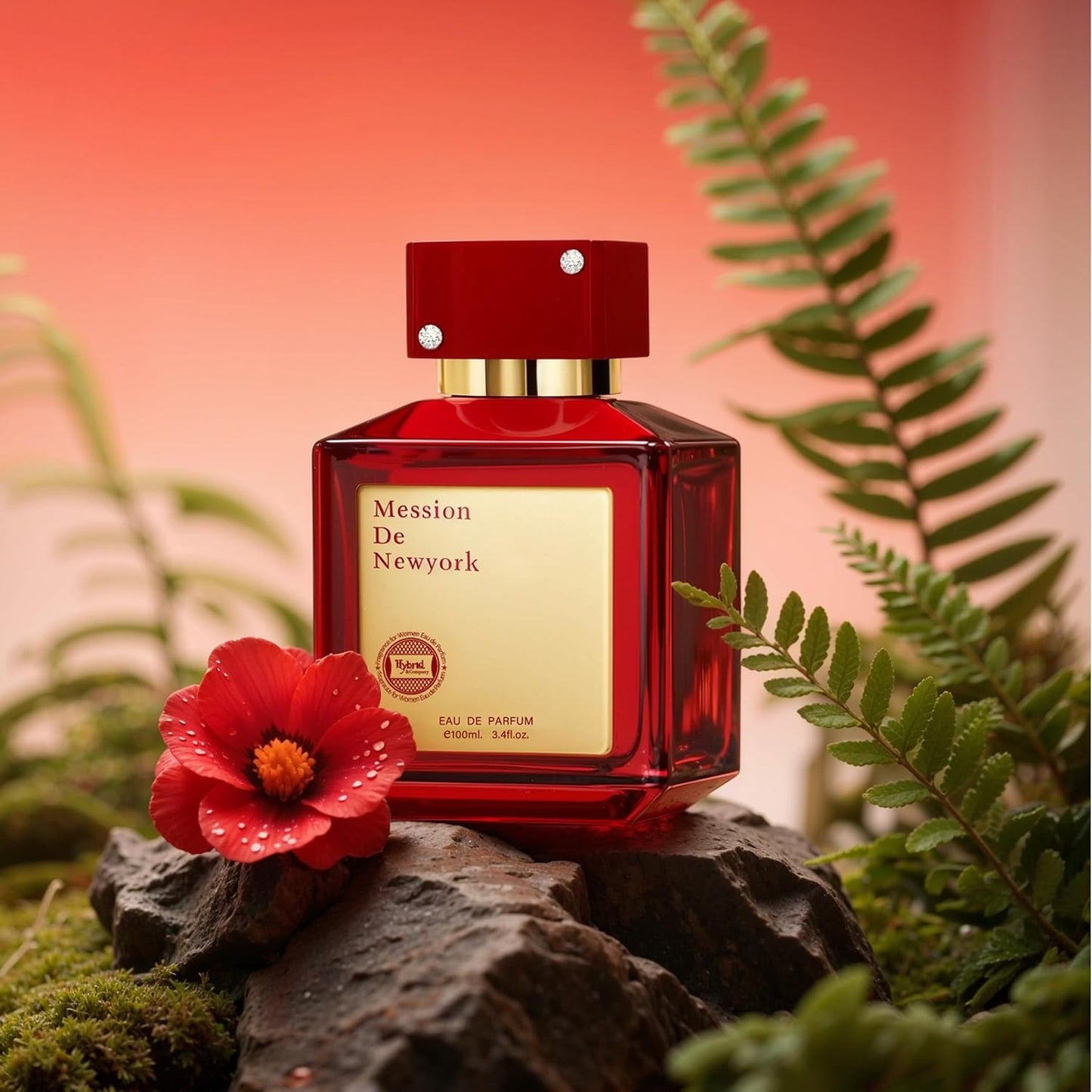 Hybrid & Company Mession De New York Red Eau De Parfum Natural Spray Fresh Floral Scent, 3.4 Fl Oz