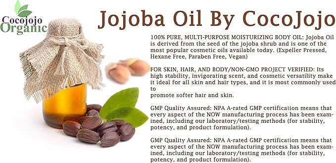 Dr Joe Lab Jojoba Oil Organic, Jojoba Oil for Hair Growth, Jojoba Oil for Skin, Jojoba Oil for Face, 100% Pure Natural, Cold Pressed, Deep Moisturizing Anti-Aging, Essential Oils -128 Fl Oz