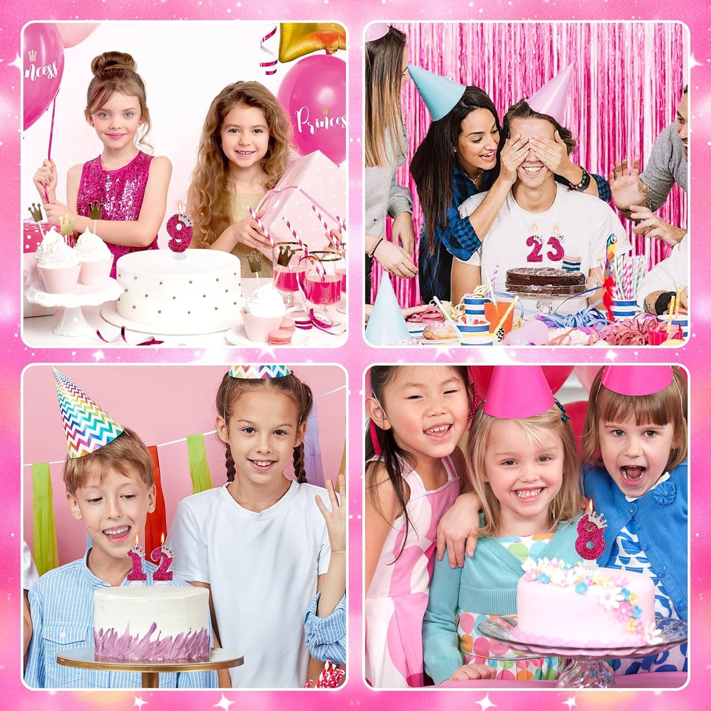 Hot Pink Birthday Candles Crown Number 6 Candle 6th Birthday Party Decorations Cake Topper Cupcake Decor for Anniversary Celebrations Supplies