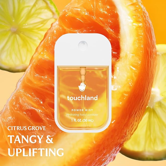 Touchland Power Mist Hydrating Hand Sanitizer Spray, JUICY 5 Set (Citrus, Berry, Watermelon, Peach, Mango), 1 FL. OZ. Travel Size (Set of 5)