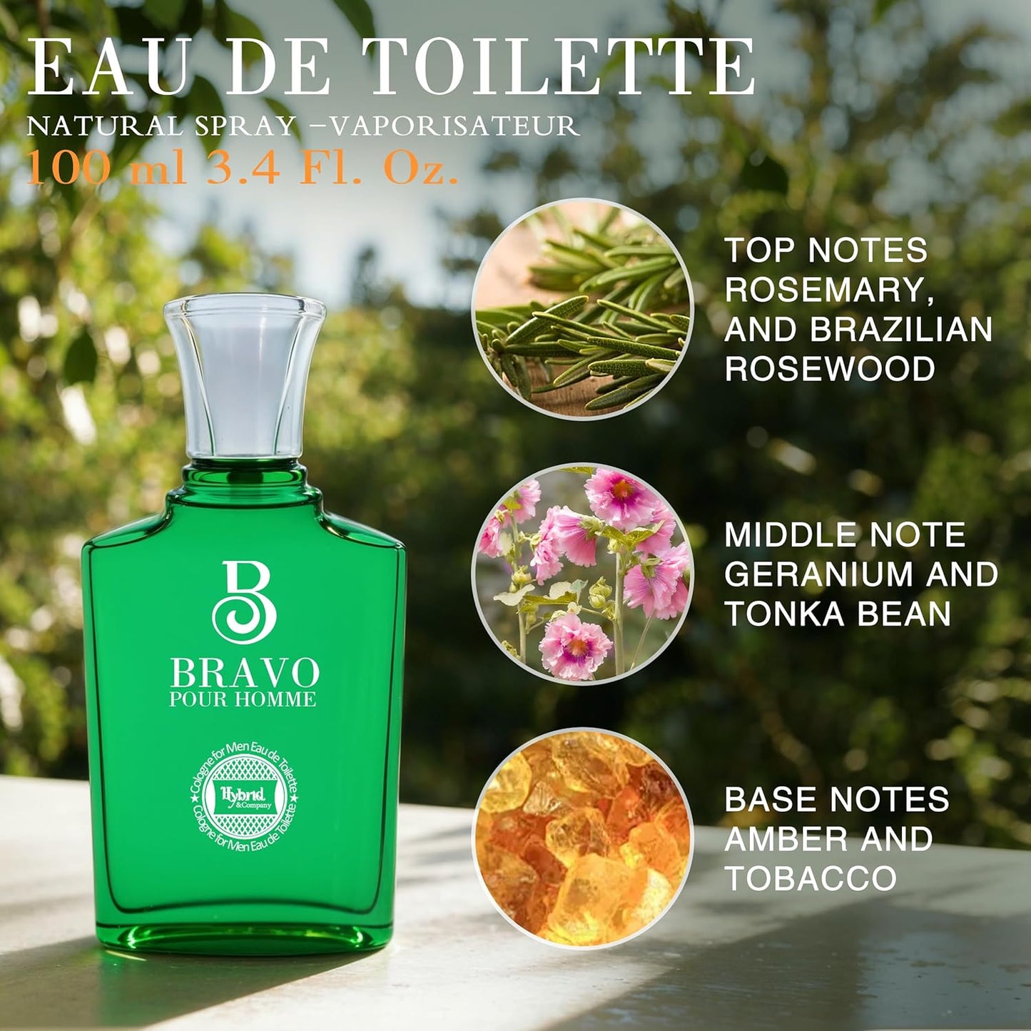 Hybrid & Company Mens 4 Pcs L'Homme Intense France Prestige Bravo Pour Homme Eau De Perfum Vaporisateur Natural Spray