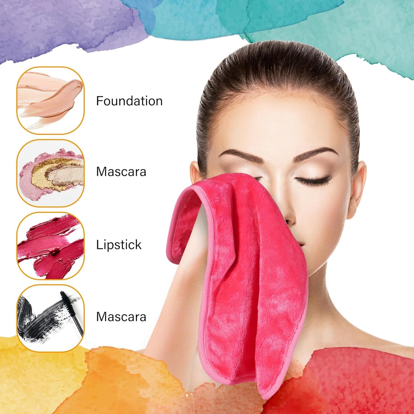 Nugilla Makeup Remover Cloth, 13x7 Inch Reusable Makeup Remover Towels, Microfiber Fast Drying Facial Washcloth, Soft Face Towels for Washing Face