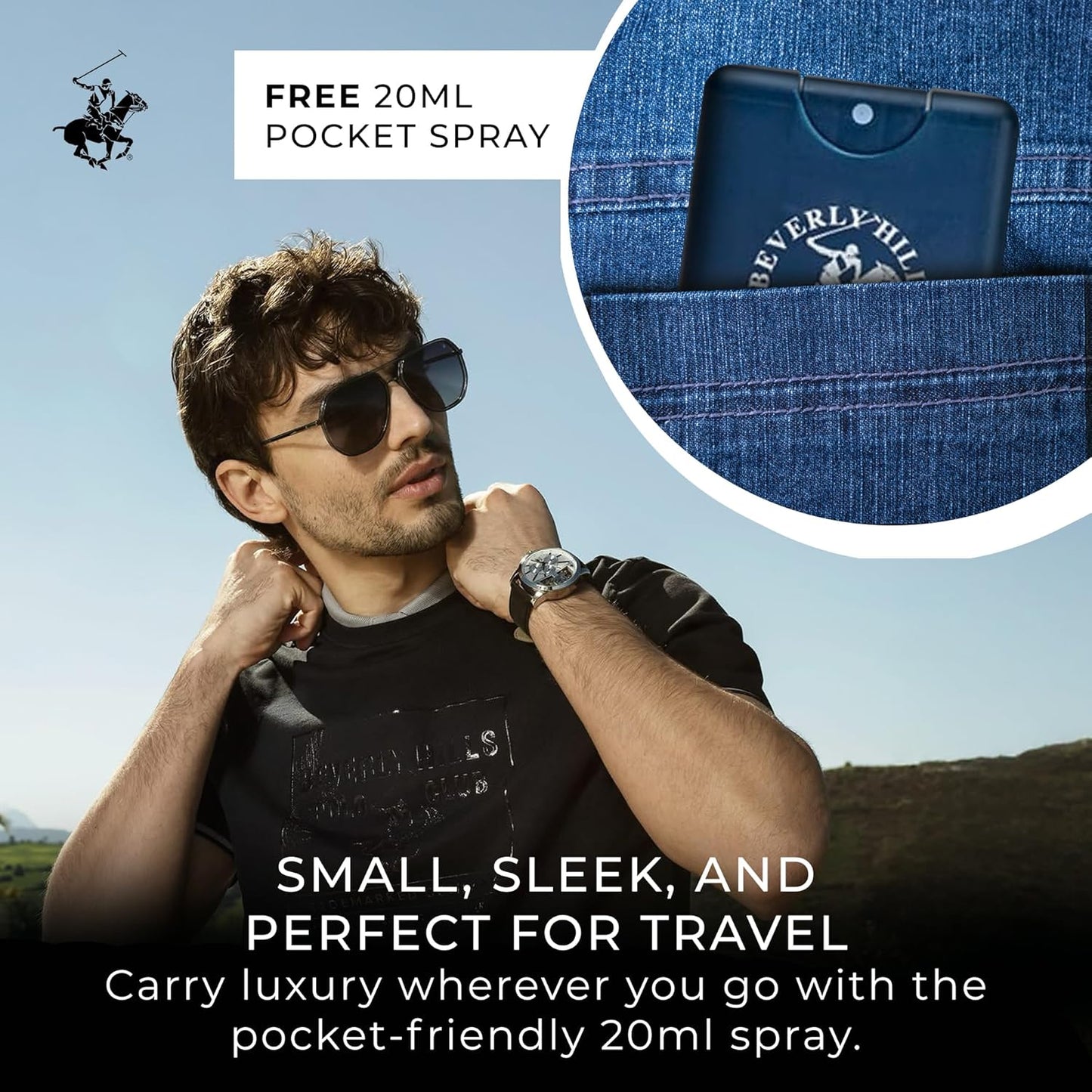 Beverly Hills Polo Club BHPC Men's Aqua Eau De Toilette Bonus Pack - 1.7oz EDT & Portable Travel Spray for Everyday Freshness