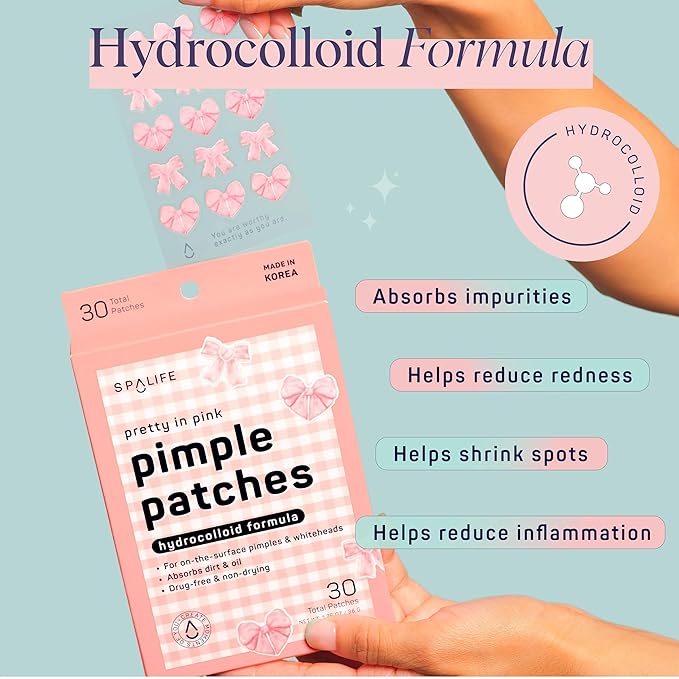 SpaLife PRETTY IN PINK UNDEREYE MASK & PIMPLE PATCH DUO – Hydrogel Undereye Patches for Dark Circles, Puffy Eyes – Hydrocolloid Pimple Patches – Mother's Day Gifts for Her - 42 Total Patches