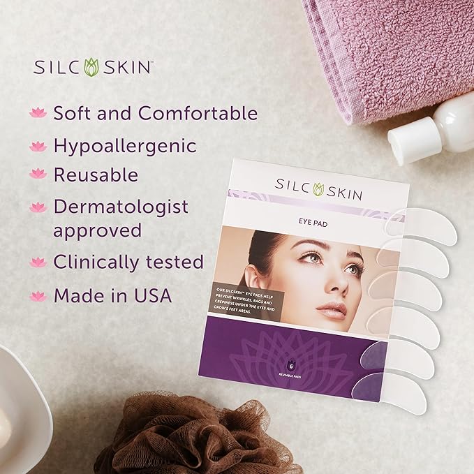 SilcSkin Silicone Eye Pads - Reusable Overnight Eye Patches, Medical-grade Silicone for Fine Lines, Crepey Skin, and Puffiness - 60 Day Supply