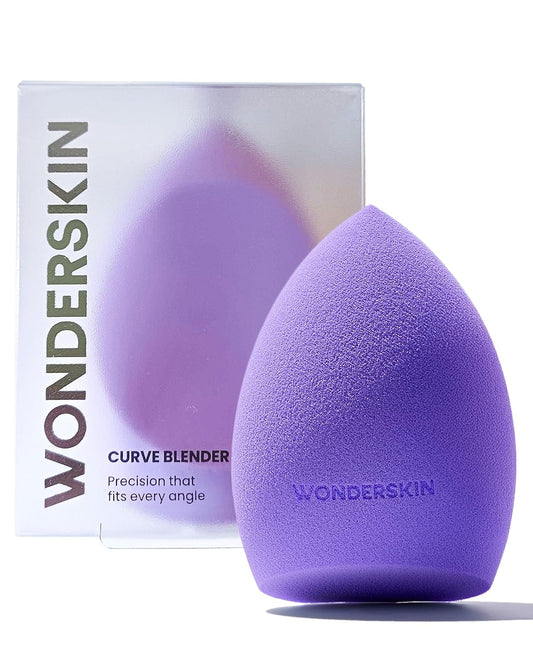 Wonderskin Curve Blender - Patent-Pending Makeup Sponge with Ergonomic Design for Seamless Blending & Contouring – For Foundation, Creams & Powders
