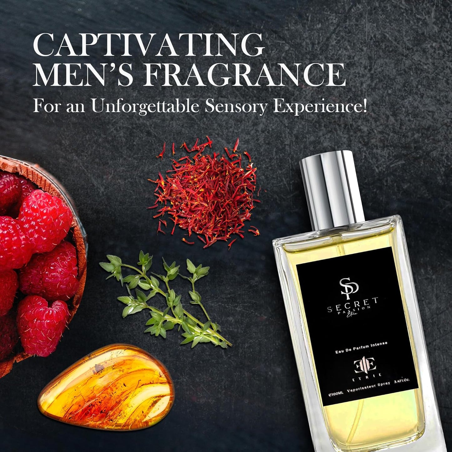 Secret Passion Men's Cologne Eau De Parfum 3.4 Fl Oz - Mysterious & Intriguing Scent - Long-Lasting Fragrance for Men - Ideal Gift for Him