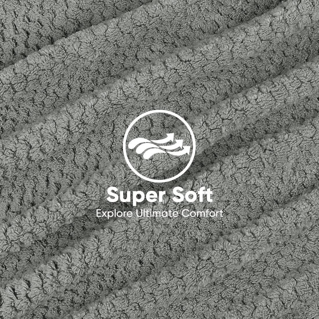 HOMEXCEL 5 Pack Large Microfiber Hair Towel Wrap for Women, Grey- 40 x 20 inches Super Soft, Fast Drying Turbans for Long, Thick, Curly Hair - Anti Frizz Wrap with Elastic Strap