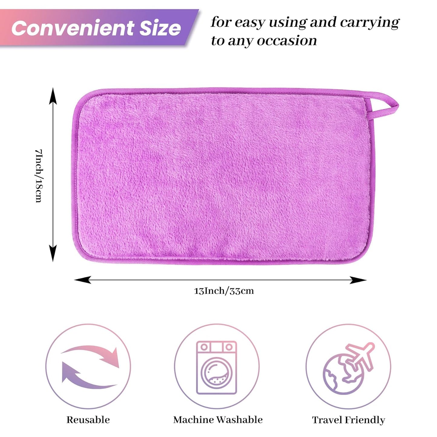 8 Pack Makeup Remover Cloth,13x7 Inch Reusable Makeup Remover Towels, Ultra Soft Microfiber Face Cloth Reusable Facial Washcloths, 4 Colors