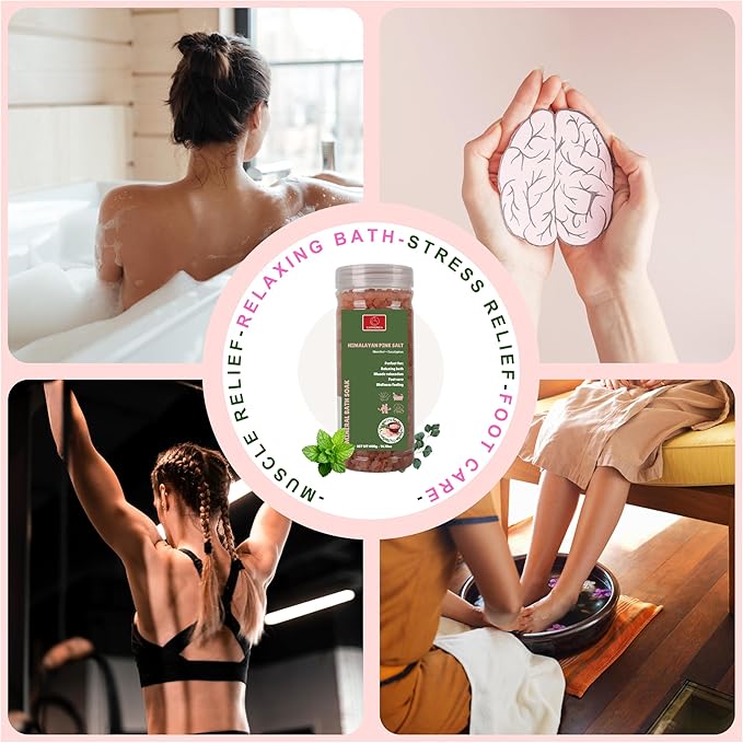 CATMERICA-Pink Himalayan Bath Salt with Eucalyptus and Mint Scent. Perfect for Aromatherapy, Relaxation, Wellness, Muscle Recovery, Body Care. Alternative to Epsom Salt, Magnesium Bath Flakes.