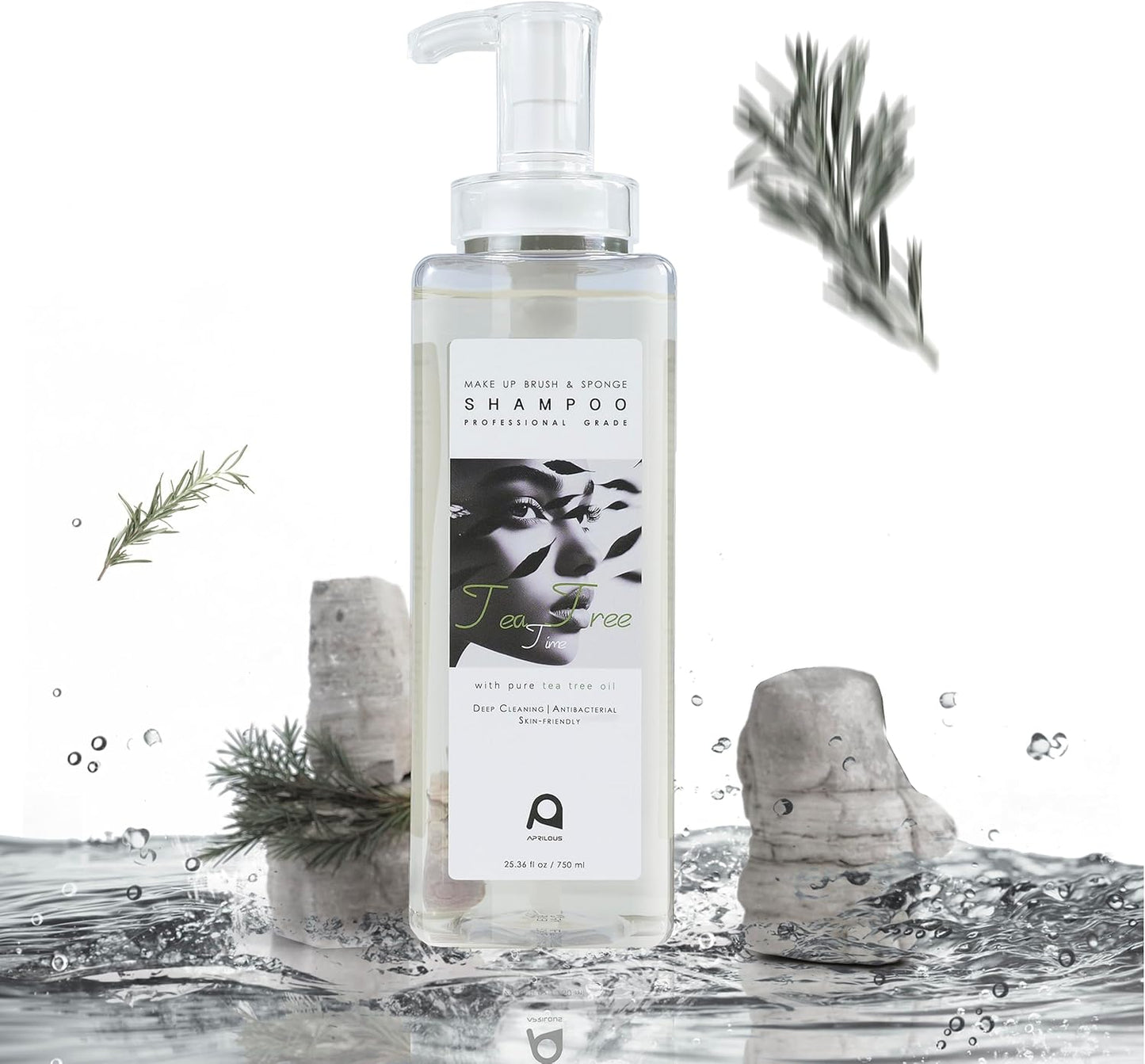 Makeup Brush Cleaner, Tea Tree Oil, Shampoo for Sponges & Puffs, Deep Cleaning, Antibacterial, Conditions Bristles, Gentle, Vegan & Cruelty-Free, Large Value Size, 25.36 fl oz