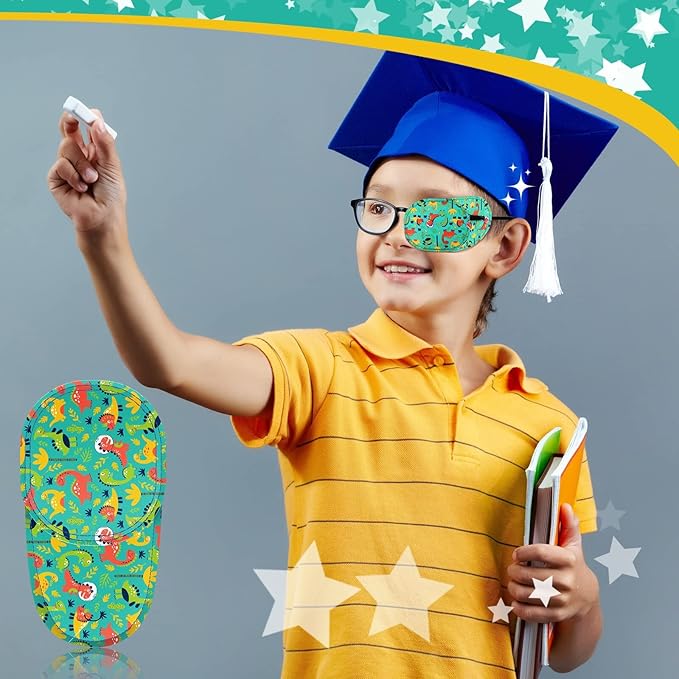 Newcotte 12 Pcs Eye Patch for Kids Toddler Reusable Adjustable Girls Boys Eyepatch for Glasses Left or Right Eye Patch, Assorted Patterns(Fresh)