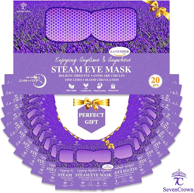 Sleep Mask for Travel Essentials,Steam Eye Mask,Warm Compress for Eyes, Heated Eye Mask Reduce Puffiness & Dark Circles & Soothe Tired Eyes, Self Care SPA Relaxation Gifts for Women 20 Packs,Lavender