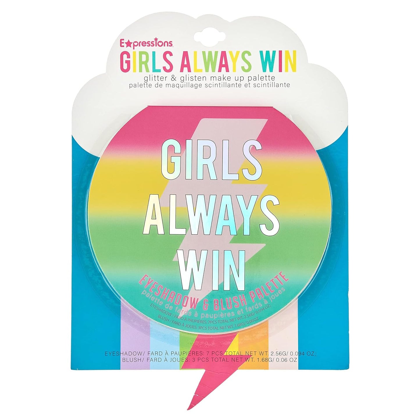 Always Win Glisten & Glitter Makeup Palette 10 Color Eyeshadow Palette & Blush Makeup Novelty Beauty Set, Fold Out Compact with Mirror, Washable, Non-Toxic